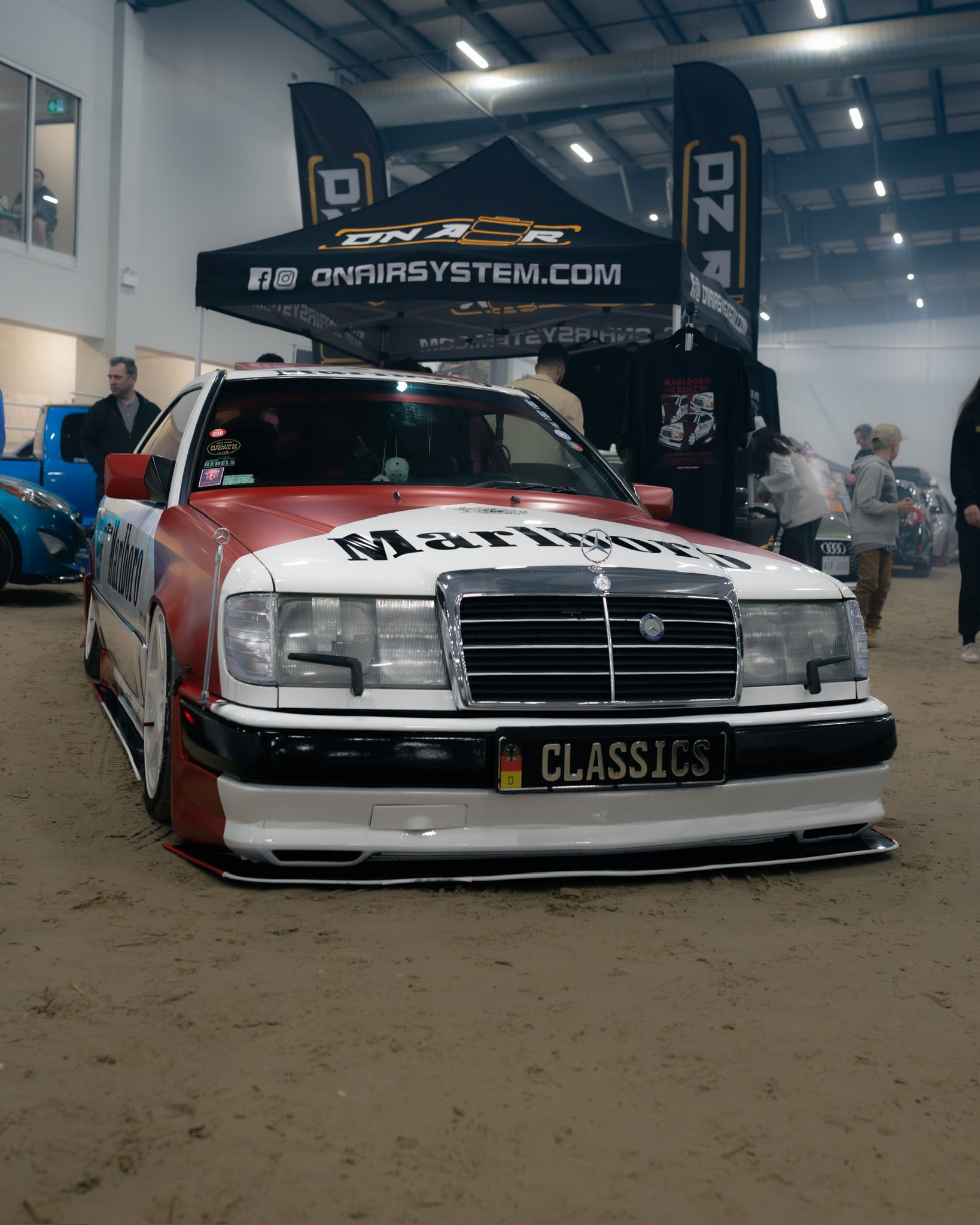 tonys marlboro benz parked at the onair booth