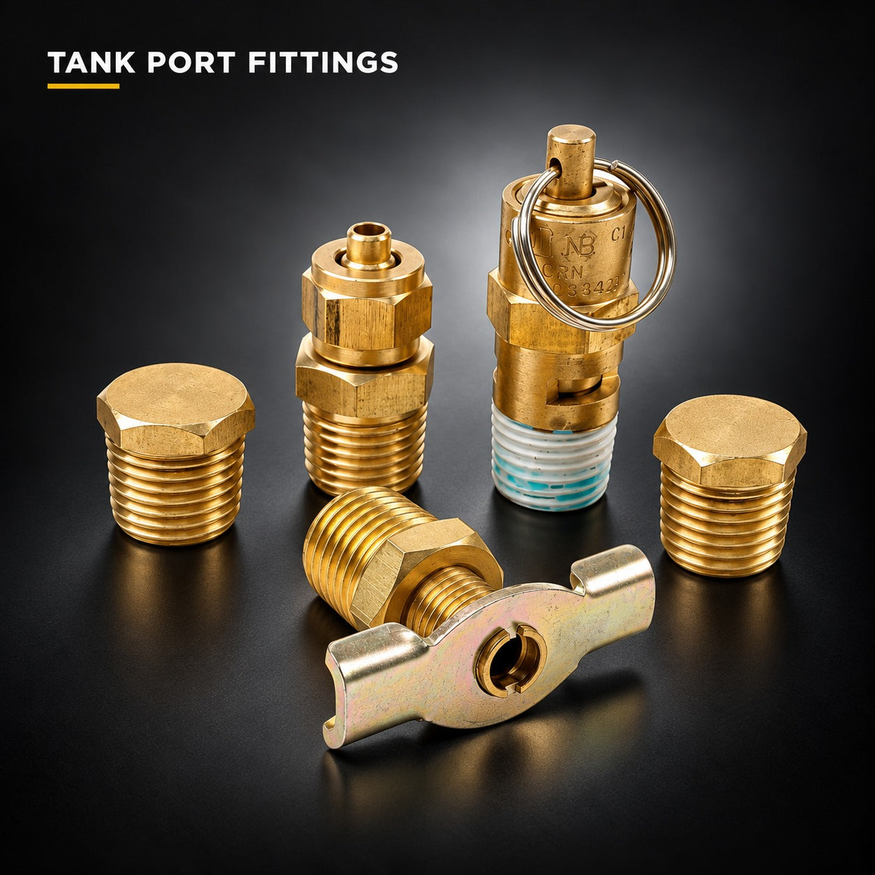 Image of tank fittings — ONAIR charcoal studio product photograph